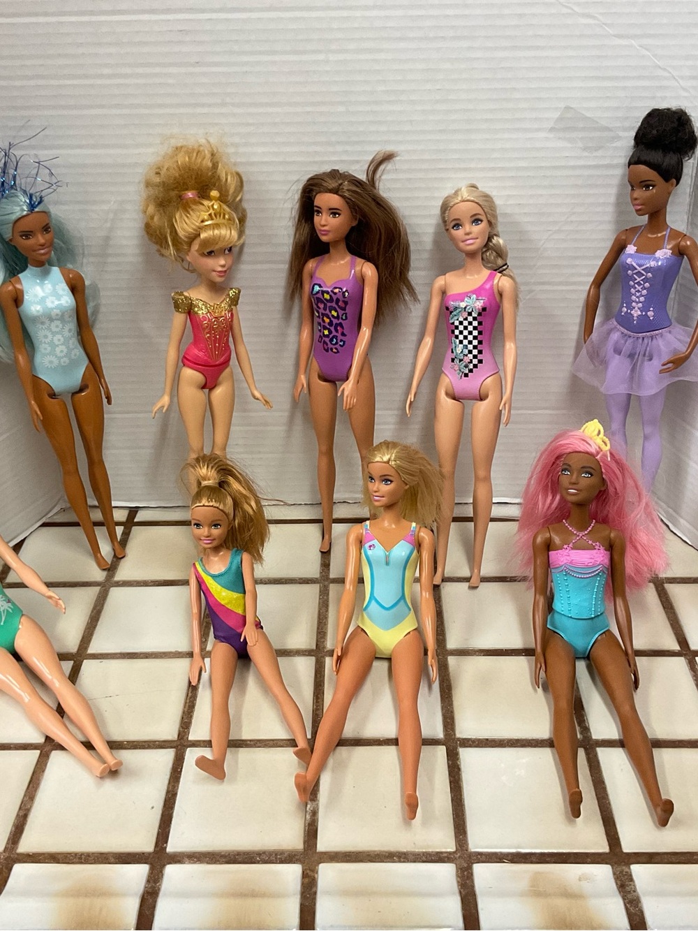 Barbie Dolls Swimsuit Mix - Pink Purple Teal Blue Yellow